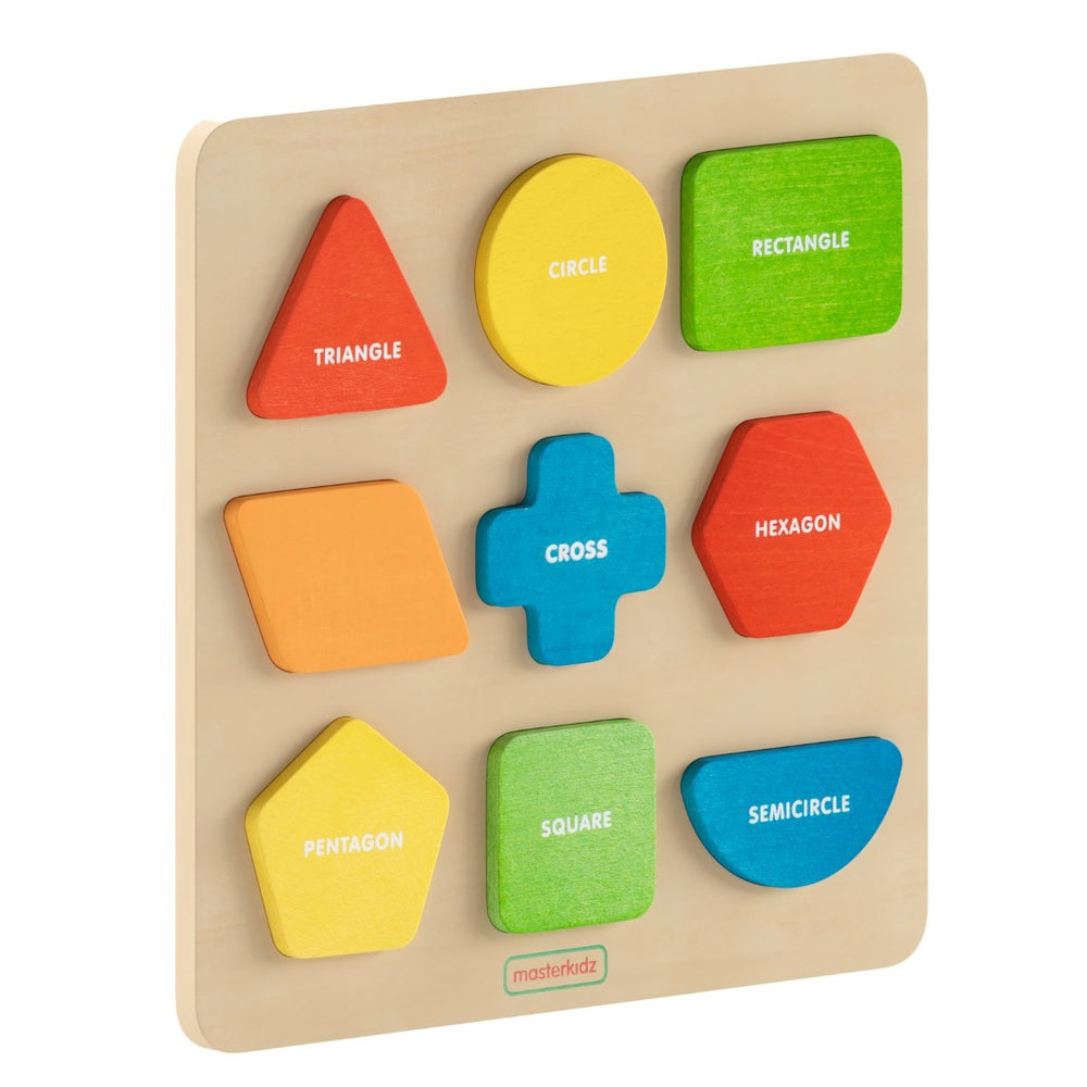 English Elm Bright Beginnings STEM Sorting Puzzle Board - Durable Birch Plywood Shape & Color Learning Tool MK-MK00576-GG