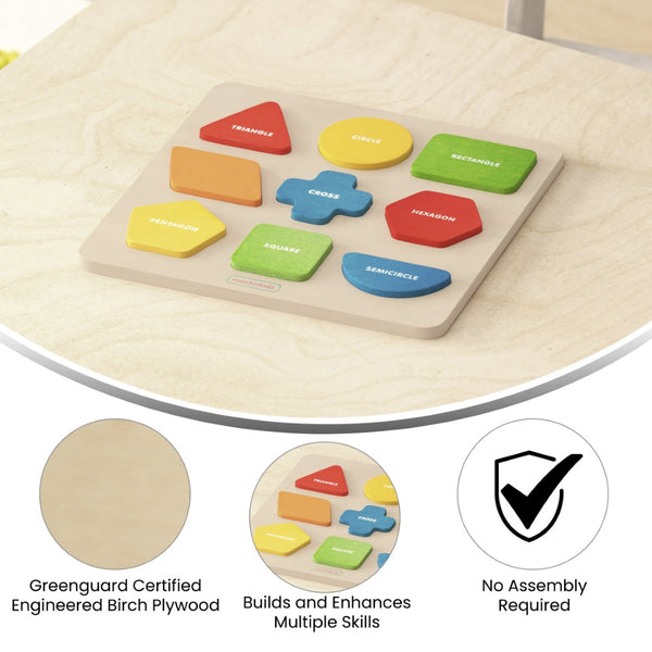English Elm Bright Beginnings STEM Sorting Puzzle Board - Durable Birch Plywood Shape & Color Learning Tool MK-MK00576-GG
