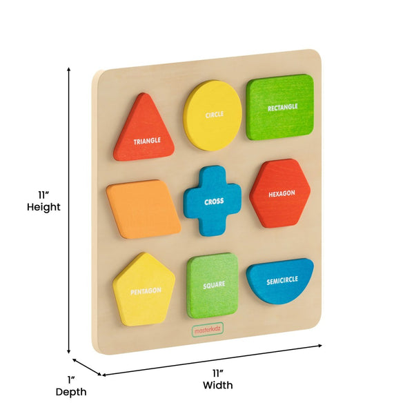 English Elm Bright Beginnings STEM Sorting Puzzle Board - Durable Birch Plywood Shape & Color Learning Tool MK-MK00576-GG