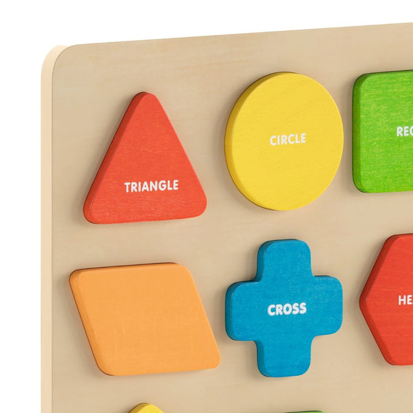 English Elm Bright Beginnings STEM Sorting Puzzle Board - Durable Birch Plywood Shape & Color Learning Tool MK-MK00576-GG
