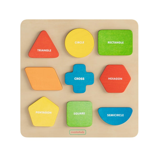 English Elm Bright Beginnings STEM Sorting Puzzle Board - Durable Birch Plywood Shape & Color Learning Tool MK-MK00576-GG