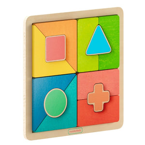 English Elm Bright Beginnings STEM Geometric Puzzle Board - Durable Birch, Colorful Shapes for Learning Fun! MK-MK00606-GG