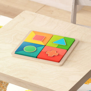 English Elm Bright Beginnings STEM Geometric Puzzle Board - Durable Birch, Colorful Shapes for Learning Fun! MK-MK00606-GG