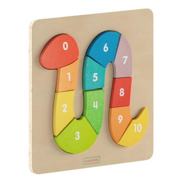 English Elm Bright Beginnings Natural Birch STEM Number Snake Puzzle Board for Engaging Early Learning Fun MK-MK00712-GG