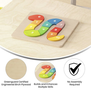 English Elm Bright Beginnings Natural Birch STEM Number Snake Puzzle Board for Engaging Early Learning Fun MK-MK00712-GG