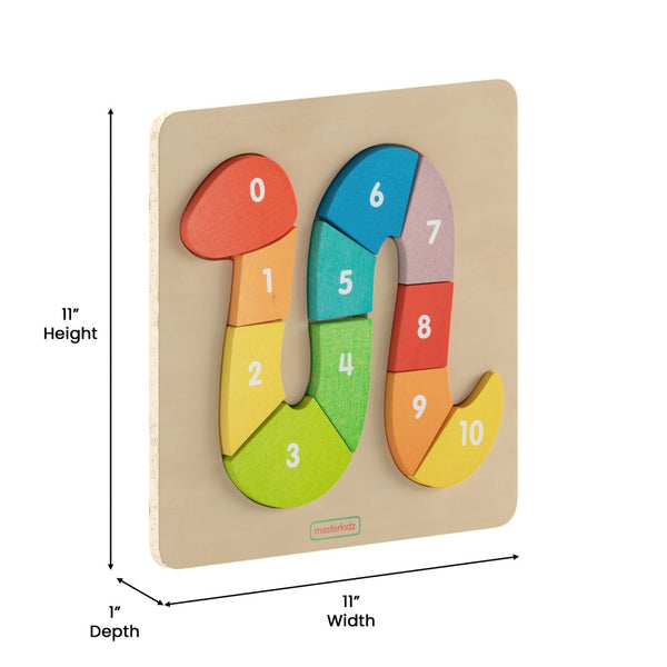 English Elm Bright Beginnings Natural Birch STEM Number Snake Puzzle Board for Engaging Early Learning Fun MK-MK00712-GG