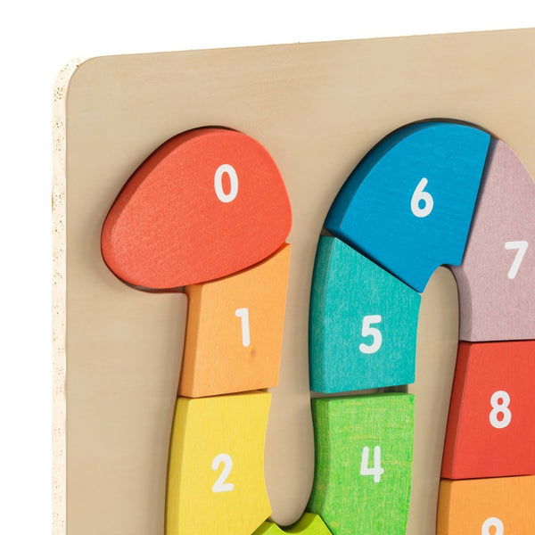 English Elm Bright Beginnings Natural Birch STEM Number Snake Puzzle Board for Engaging Early Learning Fun MK-MK00712-GG