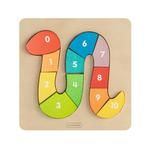 English Elm Bright Beginnings Natural Birch STEM Number Snake Puzzle Board for Engaging Early Learning Fun MK-MK00712-GG