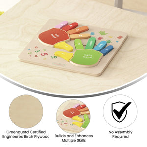 English Elm Bright Beginnings Birch Plywood STEM Counting Board – Montessori-Style Puzzle for Early Math Skills MK-MK01733-GG