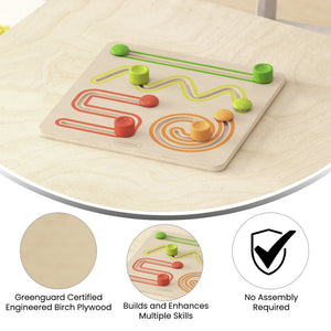 English Elm Bright Beginnings Commercial-Grade STEM Sliding Shapes Board for Engaging Early Learning Fun! MK-MK03164-GG