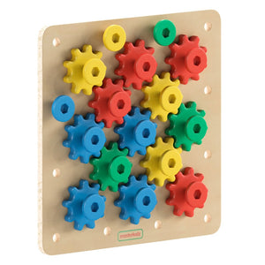English Elm Bright Beginnings STEM Gear Building Busy Board - Durable Birch Plywood, Engaging Learning Tool! MK-MK06158-GG