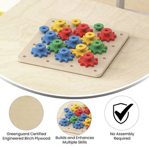 English Elm Bright Beginnings STEM Gear Building Busy Board - Durable Birch Plywood, Engaging Learning Tool! MK-MK06158-GG