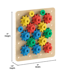 English Elm Bright Beginnings STEM Gear Building Busy Board - Durable Birch Plywood, Engaging Learning Tool! MK-MK06158-GG