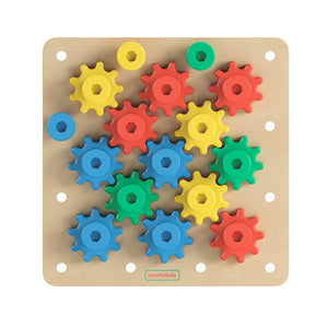 English Elm Bright Beginnings STEM Gear Building Busy Board - Durable Birch Plywood, Engaging Learning Tool! MK-MK06158-GG