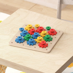 English Elm Bright Beginnings STEM Gear Building Busy Board - Durable Birch Plywood, Engaging Learning Tool! MK-MK06158-GG