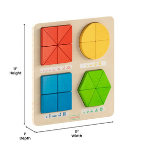 English Elm Bright Beginnings STEM Geometric Shape Puzzle Board - Durable Birch Plywood for Kids' Learning Fun MK-MK08763-GG