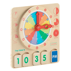 English Elm Bright Beginnings STEM Time-Telling Board: Dual Analog & Digital Clocks for Engaging Learning Fun! MK-MK11145-GG