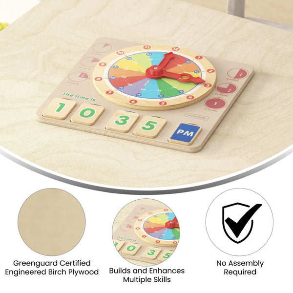 English Elm Bright Beginnings STEM Time-Telling Board: Dual Analog & Digital Clocks for Engaging Learning Fun! MK-MK11145-GG