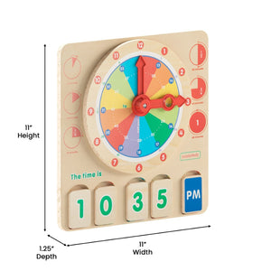 English Elm Bright Beginnings STEM Time-Telling Board: Dual Analog & Digital Clocks for Engaging Learning Fun! MK-MK11145-GG