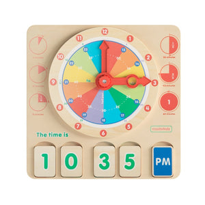 English Elm Bright Beginnings STEM Time-Telling Board: Dual Analog & Digital Clocks for Engaging Learning Fun! MK-MK11145-GG