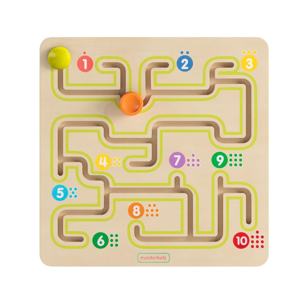 English Elm Bright Beginnings STEM Sliding Maze Learning Board - Montessori Wood Toy for Fine Motor Skills Fun MK-MK13071-GG