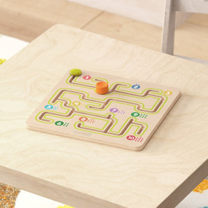 English Elm Bright Beginnings STEM Sliding Maze Learning Board - Montessori Wood Toy for Fine Motor Skills Fun MK-MK13071-GG