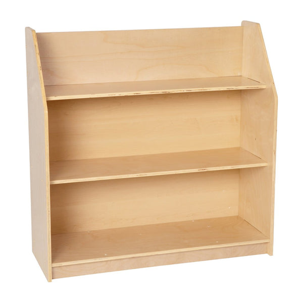 English Elm Hercules 3-Shelf Natural Wooden Book Display - Kid-Safe Design for Classrooms, Daycares & Playrooms MK-STR800H-GG