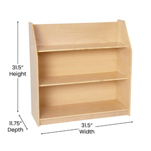 English Elm Hercules 3-Shelf Natural Wooden Book Display - Kid-Safe Design for Classrooms, Daycares & Playrooms MK-STR800H-GG