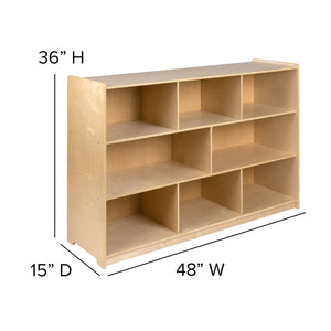 English Elm Hercules Wooden 8-Section Storage Cabinet for Classrooms and Playrooms - Safe, Durable Design Solutions Natural In Stock. Usually ships in 24 - 48 business hours MK-STRG002-GG