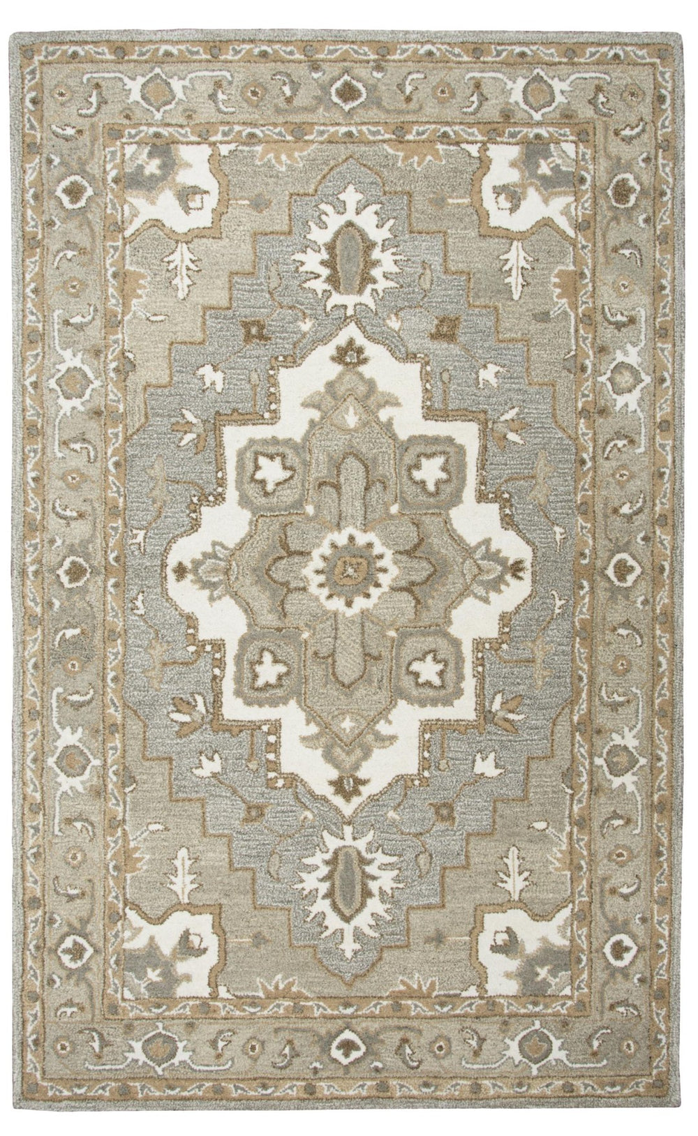 Alora Decor Makalu Hand-Tufted Gray Wool Rug With Persian Medallion — Eco-Friendly Natural Texture & Warmth 10' x 13' MAKMK100333550113