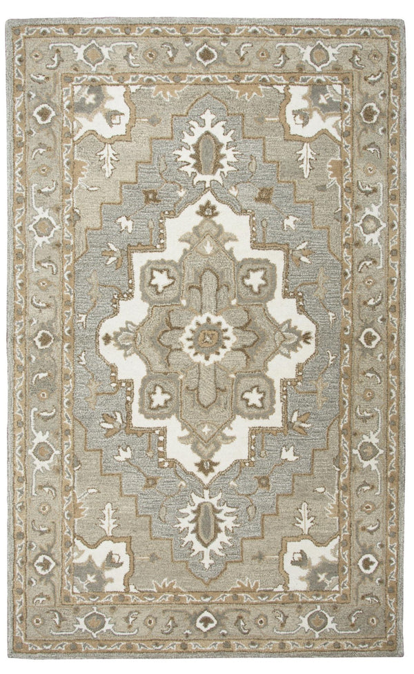 Alora Decor Makalu Hand-Tufted Gray Wool Rug With Persian Medallion — Eco-Friendly Natural Texture & Warmth 10' x 13' MAKMK100333550113