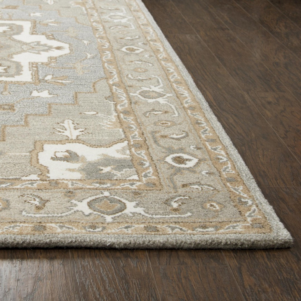 Alora Decor Makalu Hand-Tufted Gray Wool Rug With Persian Medallion — Eco-Friendly Natural Texture & Warmth 10' x 13' MAKMK100333550113