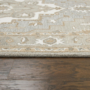 Alora Decor Makalu Hand-Tufted Gray Wool Rug With Persian Medallion — Eco-Friendly Natural Texture & Warmth 10' x 13' MAKMK100333550113
