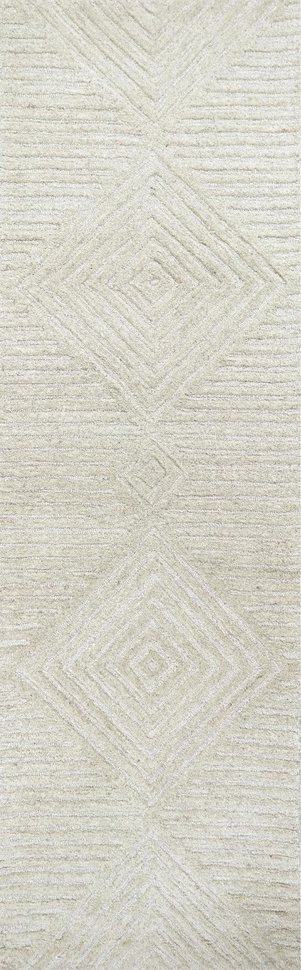 Alora Decor Makalu Hand-Tufted Wool Runner 2'6"X8' Ivory/Natural Geometric Pile — Eco-Friendly, Soft, Durable MAKMK100937552608