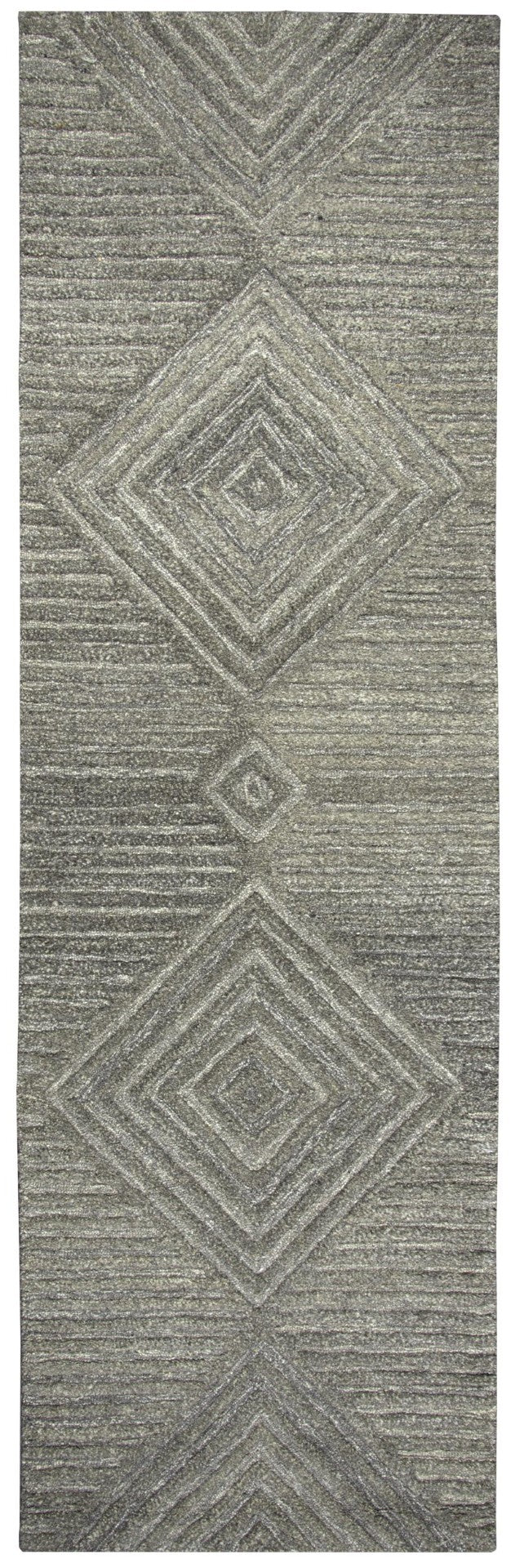 Alora Decor Makalu Natural Wool Runner Rug 2'6"X8' — Hand-Tufted Gray Transitional Texture, Eco-Friendly Comfort MAKMK101033552608