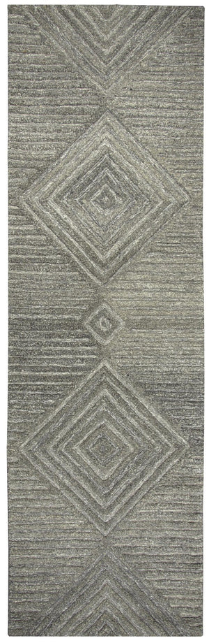 Alora Decor Makalu Natural Wool Runner Rug 2'6"X8' — Hand-Tufted Gray Transitional Texture, Eco-Friendly Comfort MAKMK101033552608