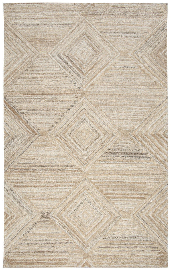 Alora Decor Makalu Hand-Tufted Natural Wool Rug With Geometric Texture, Tan-Neutral Transitional Design, Eco-Friendly Finish 10' x 13' MAKMK101188550113