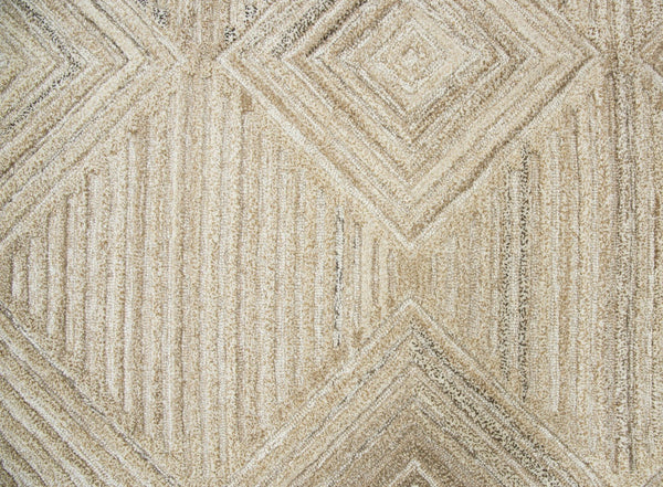 Alora Decor Makalu Hand-Tufted Natural Wool Rug With Geometric Texture, Tan-Neutral Transitional Design, Eco-Friendly Finish 10' x 13' MAKMK101188550113