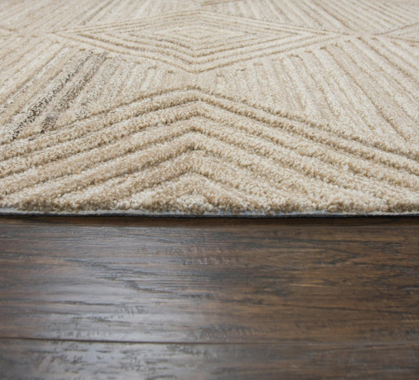 Alora Decor Makalu Hand-Tufted Natural Wool Rug With Geometric Texture, Tan-Neutral Transitional Design, Eco-Friendly Finish 10' x 13' MAKMK101188550113