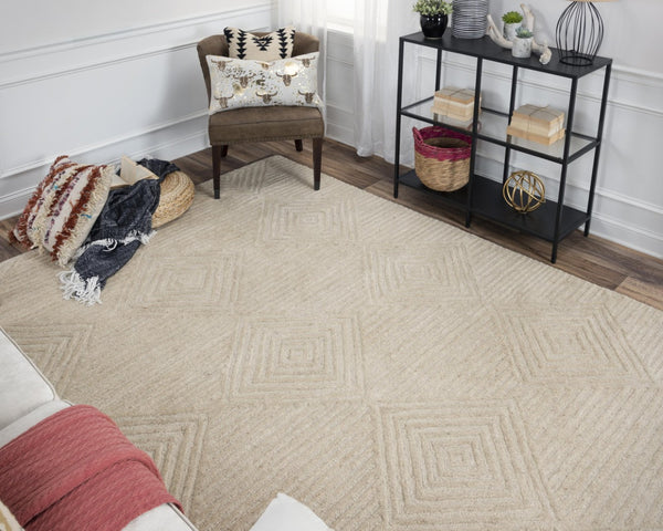 Alora Decor Makalu Hand‑Tufted Natural Wool Runner, Transitional Geometric Tan‑Beige Rug 2'6"X8" Durable Elegance MAKMK101188552608