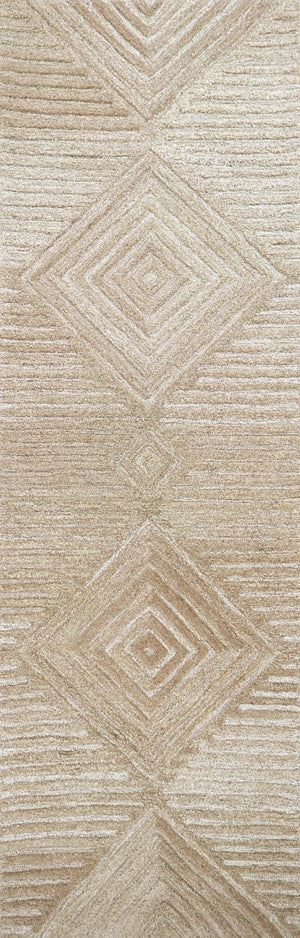 Alora Decor Makalu Hand‑Tufted Natural Wool Runner, Transitional Geometric Tan‑Beige Rug 2'6"X8" Durable Elegance MAKMK101188552608