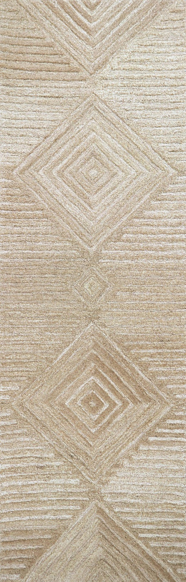 Alora Decor Makalu Hand‑Tufted Natural Wool Runner, Transitional Geometric Tan‑Beige Rug 2'6"X8" Durable Elegance MAKMK101188552608