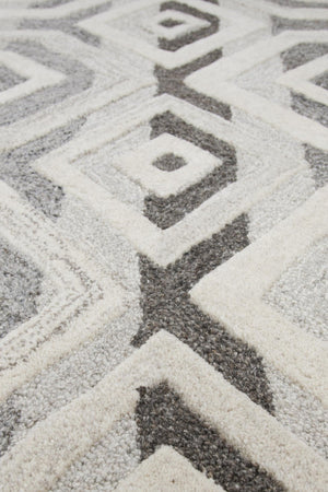 Alora Decor Makalu Natural Wool Hand‑Tufted Rug With Geometric Texture, Eco‑Friendly Undyed Wool, Transitional Elegance 10' x 13' MAKMK101233550113