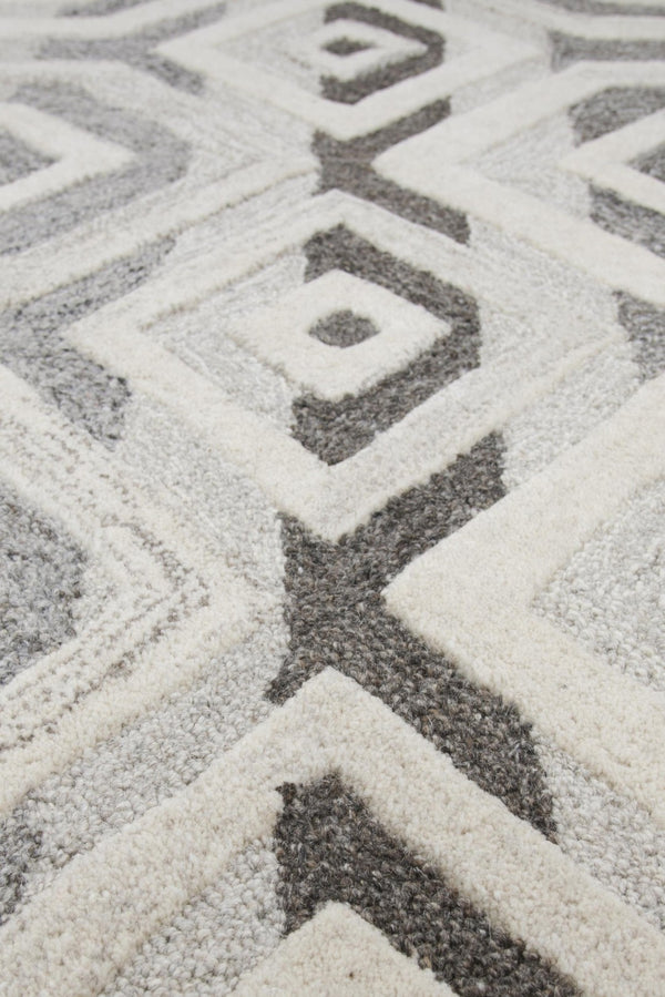 Alora Decor Makalu Natural Wool Hand‑Tufted Rug With Geometric Texture, Eco‑Friendly Undyed Wool, Transitional Elegance 10' x 13' MAKMK101233550113