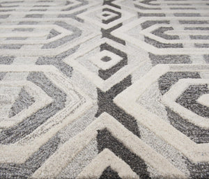 Alora Decor Makalu Natural Wool Hand‑Tufted Rug With Geometric Texture, Eco‑Friendly Undyed Wool, Transitional Elegance 10' x 13' MAKMK101233550113