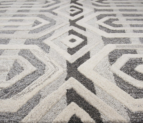 Alora Decor Makalu Natural Wool Hand‑Tufted Rug With Geometric Texture, Eco‑Friendly Undyed Wool, Transitional Elegance 10' x 13' MAKMK101233550113