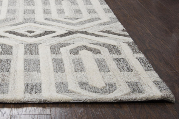 Alora Decor Makalu Natural Wool Hand‑Tufted Rug With Geometric Texture, Eco‑Friendly Undyed Wool, Transitional Elegance 10' x 13' MAKMK101233550113