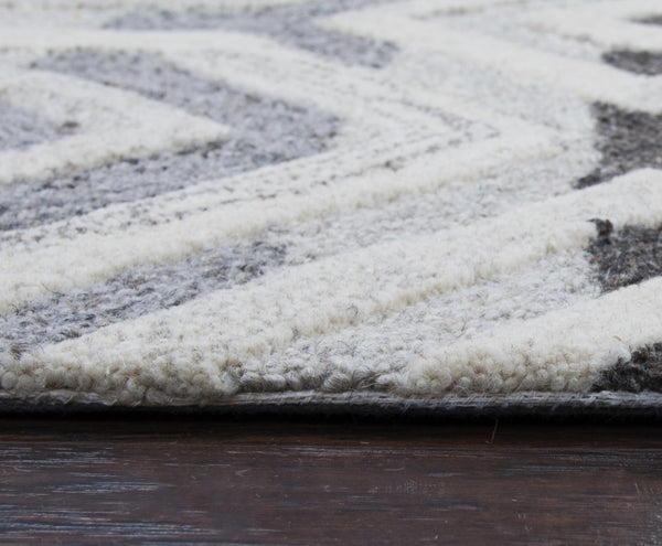 Alora Decor Makalu Natural Wool Hand‑Tufted Rug With Geometric Texture, Eco‑Friendly Undyed Wool, Transitional Elegance 10' x 13' MAKMK101233550113
