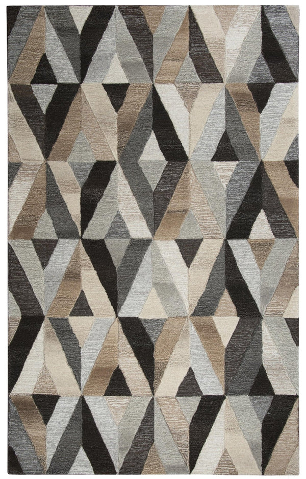 Alora Decor Makalu Hand-Tufted Natural Wool Rug — Geometric Gray & Neutral Palette, Plush Eco-Friendly Luxury 8' x 10' MAKMK101333550810