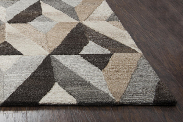 Alora Decor Makalu Hand-Tufted Natural Wool Rug — Geometric Gray & Neutral Palette, Plush Eco-Friendly Luxury 8' x 10' MAKMK101333550810